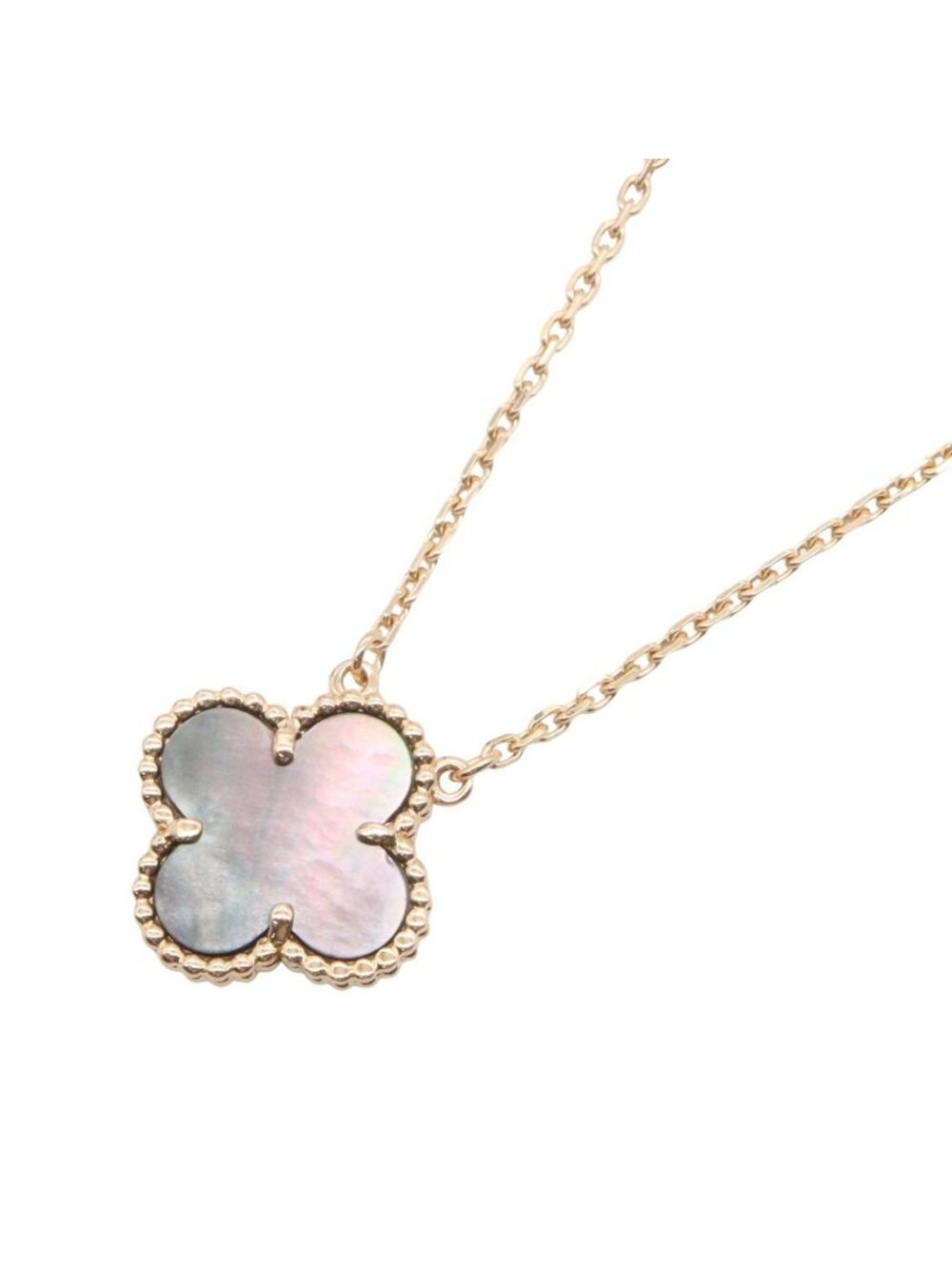 Van Cleef & Arpels Necklace Vintage Alhambra Gray Mother of Pearl 41.5 18k Pink